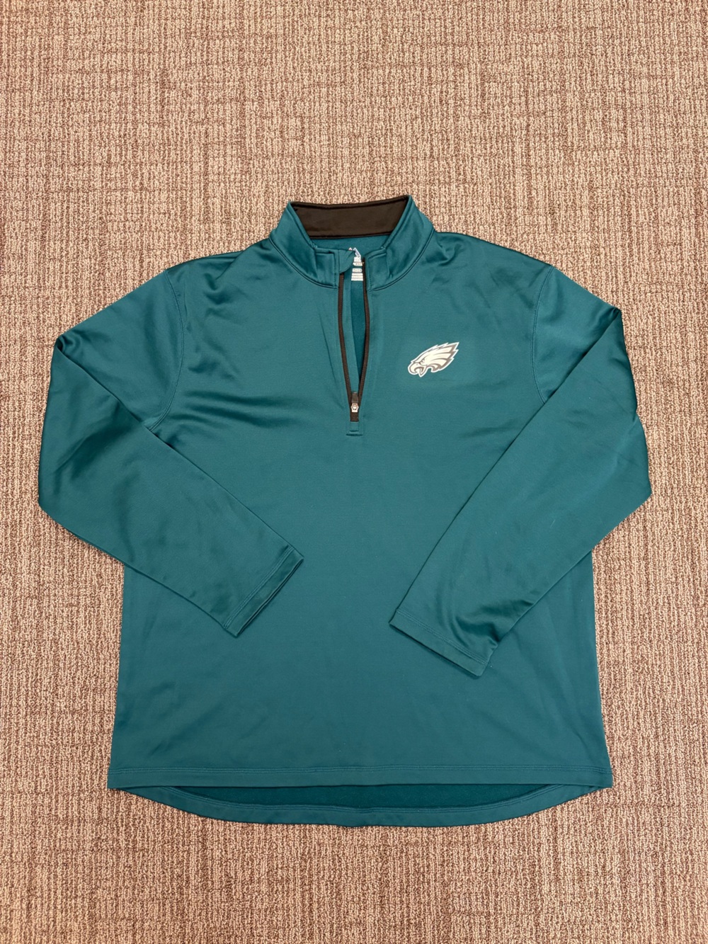 Majestic Teal Philadelphia Eagles Quarter-Zip Pullover